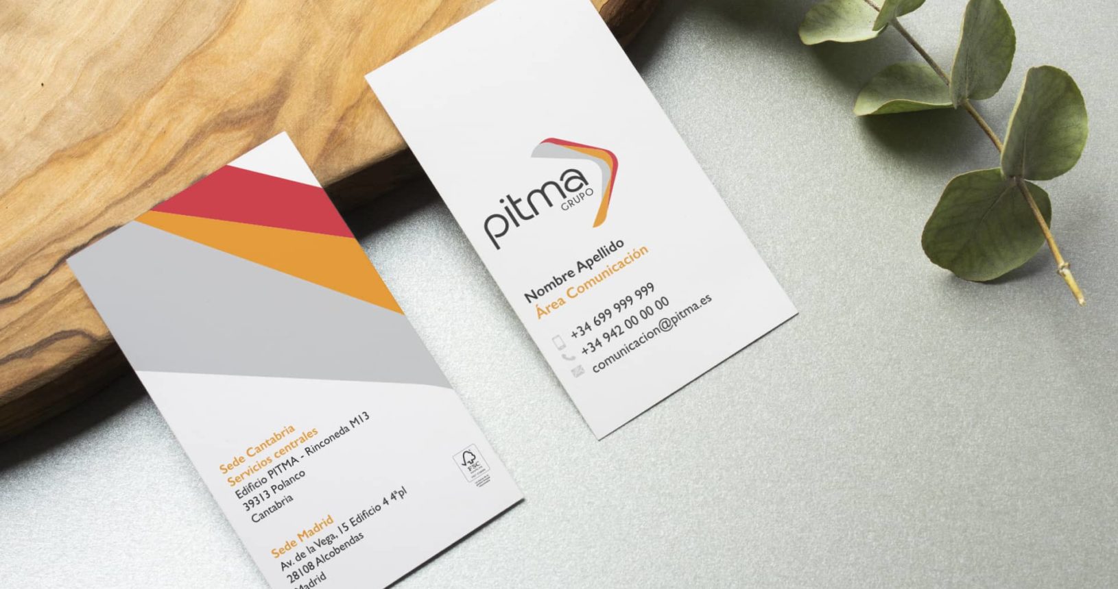 Diseño tarjetas de visita de grupo PITMA