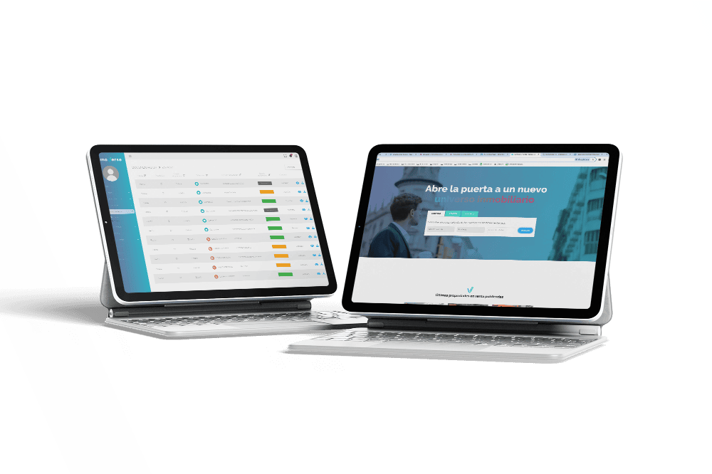 Mockup web y CRM de Inmoverse