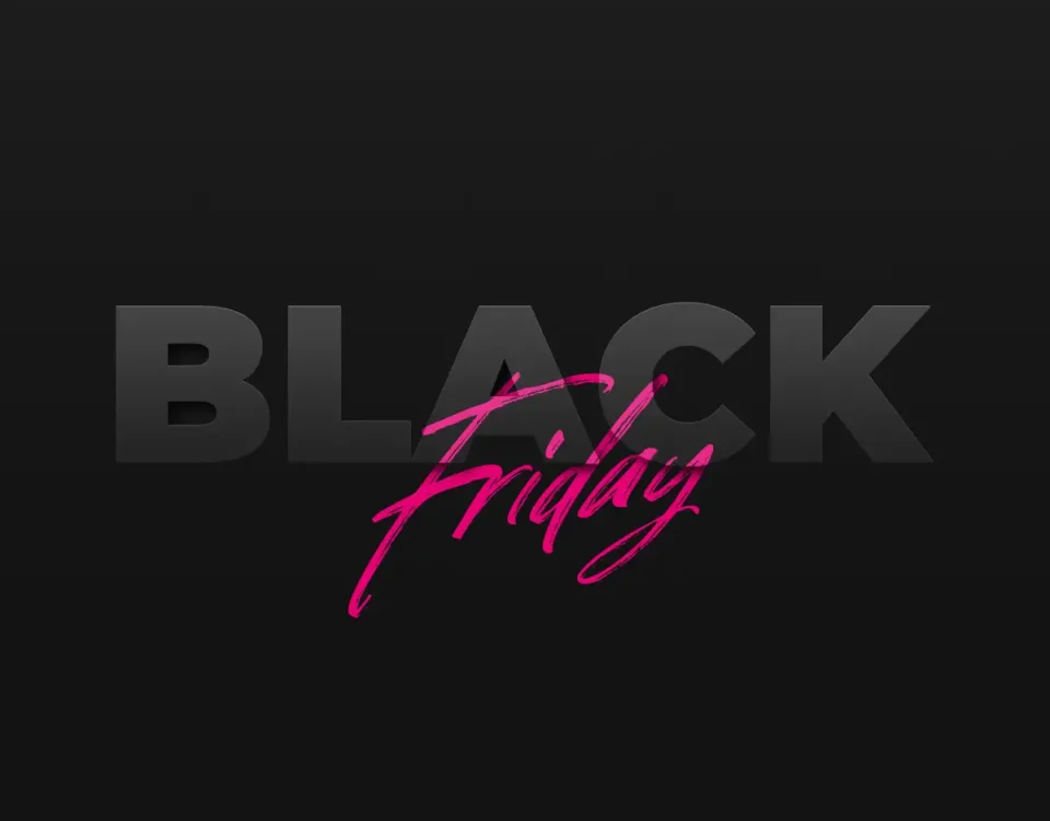 Cartel Black Friday negro y rosa